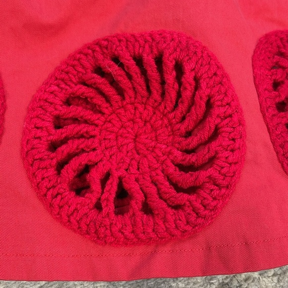 New Elexiay Kogi Crochet Embellished A Line Mini Dress Square Neck Red Sz S - Picture 13 of 16